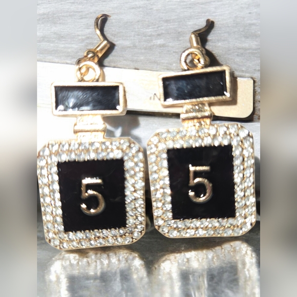 #5 Perfume Bottle Shape IGold Plated I Pierced Loop Earrings - Picture 5 of 5